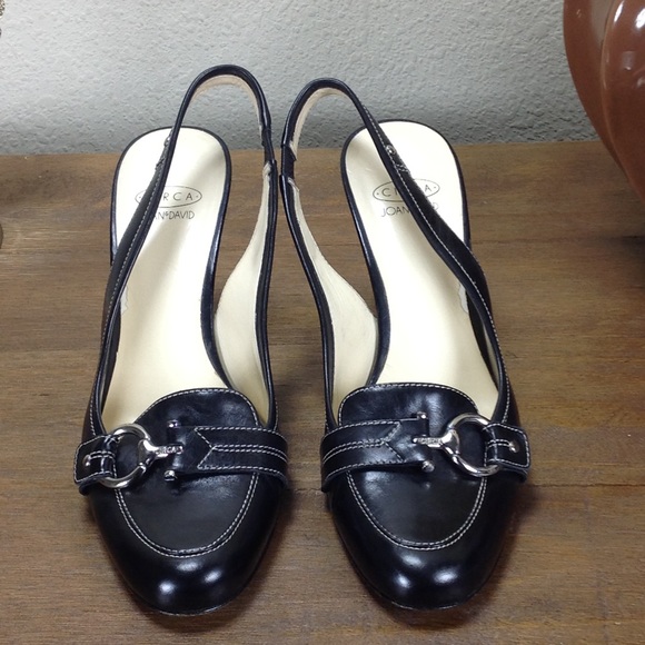 Joan & David Black Leather Slingback Heel - Picture 2 of 8
